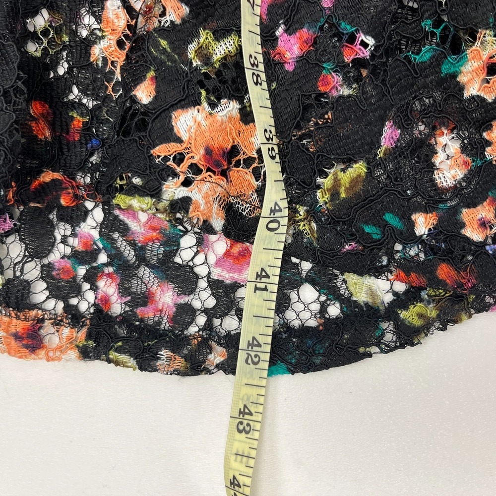 Guess Trumpet Dress Black Multicolor Floral Lace Sz 6 Y2K Romantic Whimsy - Picture 13 of 16